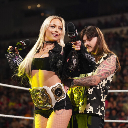 GREEN BAY, WISCONSIN - JUNE 16: <<enter caption here>> Monday Night RAW at Resch Center on June 16, 2025 in Green Bay, Wisconsin.  (Photo by <<Photographer>>/WWE)