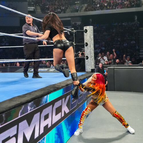 SAVANNAH, GEORGIA - MAY 23: <<enter caption here>> during SmackDown at First Horizon Center on May 23, 2025 in Savannah, Georgia.  (Photo by <<Photographer>>/WWE)