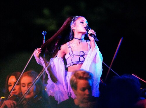 NON-EXCLUSIVE           2019 Apr 14 - Ariana Grande surprises her fans with performance with Nicki Minaj, Puff Daddy and Ma$e at 2019 Coachella Festival in Indio, CA.  Photo credit: Jackson Lee