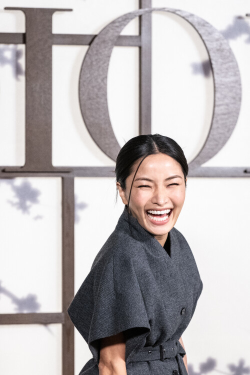 Japanese actress Anna Sawai poses for a photocall before attending Dior's Fall 2025 collection fashion show in Kyoto's Toji Temple on April 15, 2025. (Photo by Philip FONG / AFP)