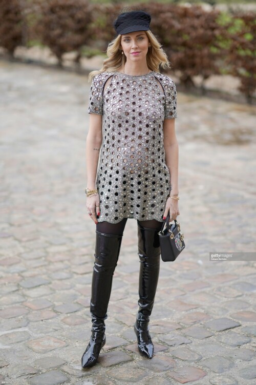 PARIS, FRANCE - JANUARY 22:  Chiara Ferragni attends the Christian Dior Haute Couture Spring Summer 2018 show as part of Paris Fashion Week on January 22, 2018 in Paris, France.  (Photo by Edward Berthelot/Getty Images for Christian Dior)