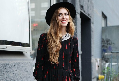 NEW YORK, NY - SEPTEMBER 13:  Chiara Ferragni is seen outside the DVF show wearing a Saint Laurent dress during New York Fashion Week 2016 on September 13, 2015 in New York City.  (Photo by Daniel Zuchnik/Getty Images)
