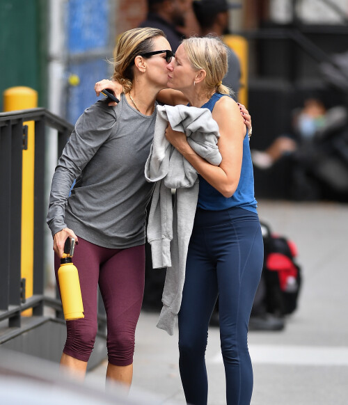 3 October 2024 - EXCLUSIVE.Naomi Watts meets up with a friend in New York City. The 56 year old actress wore a blue tank top, matching leggings, and black trainers.Credit: GoffPhotos.com   Ref: KGC-339/TIDNY-252**UK Sales Only - No Daily Mail Group/No Sun Group - Exclusive - Newspapers Allrounder - Magazines Double Space Rates - Web/Online Must Call Before Use**