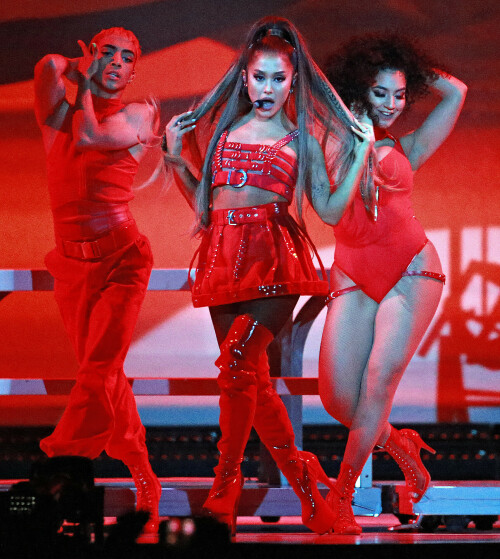 BOSTON, MA. - MARCH 20:  Ariana Grande performs at the TD Garden on March 20, 2019 in Boston, Massachusetts . (Staff Photo By Matt Stone/MediaNews Group/Boston Herald)