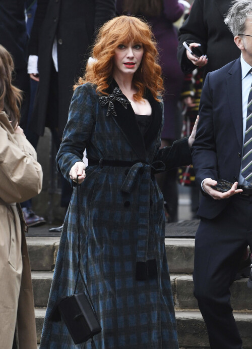 Photo by: zz/KGC-03/STAR MAX/IPx 2023 2/16/23 Christina Hendricks at the memorial service in honor and remembrance of the life of Dame Vivienne Westwood held on February 16, 2023 at Southwark Cathedral in London, England, UK.