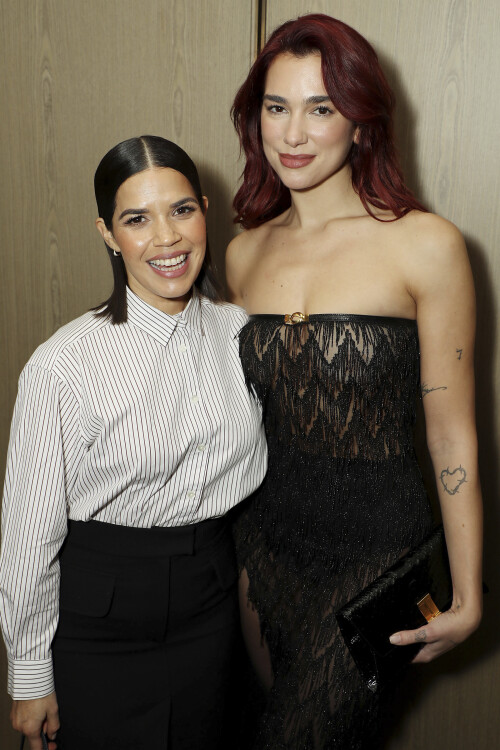 'Barbie' Cast Celebrate Gotham Global Icon And Creator Tribute Award In New York ** STORY AVAILABLE, CONTACT SUPPLIER** Featuring: America Ferrera, Dua Lipa Where: New York, New York, United States When: 28 Nov 2023 Credit: Marion Curtis/StarPix for Warner Bros./startraksphoto.com  (Cover Images via AP Images)