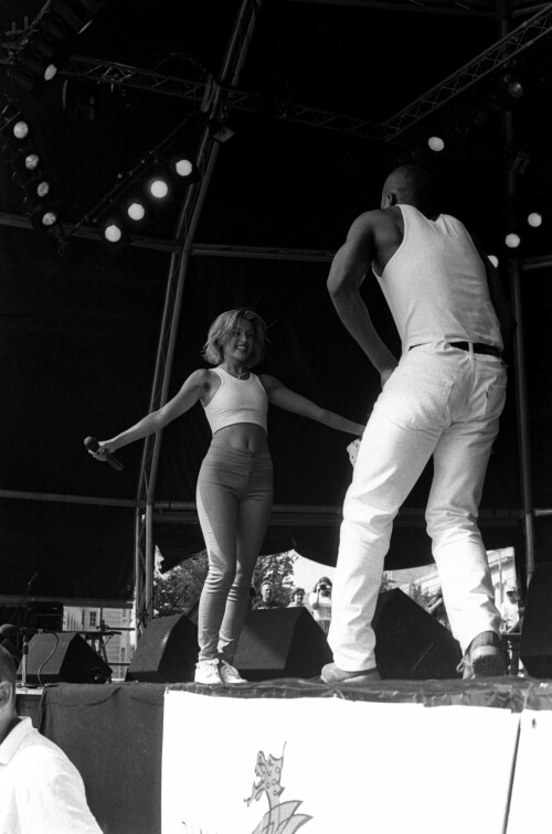Dannii Minogue at Cardiff Festival, Wales, August 1995. Photograph: ROB WATKINS