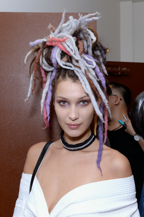 A model prepares backstage at the Marc Jacobs SS17 fashion show during New York Fashion Week at the Hammerstein Ballroom on September 15, 2016 in New York City.