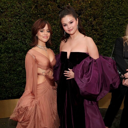 BEVERLY HILLS, CALIFORNIA - JANUARY 10: 80th Annual GOLDEN GLOBE AWARDS -- Pictured: (l-r) Jenna Ortega and Selena Gomez arrive at the 80th Annual Golden Globe Awards held at the Beverly Hilton Hotel on January 10, 2023 in Beverly Hills, California. --  (Photo by Christopher Polk/NBC/NBC via Getty Images)