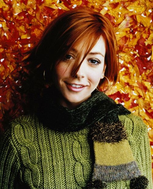 Actress Alyson Hannigan in Green Sweater ca. 2000
