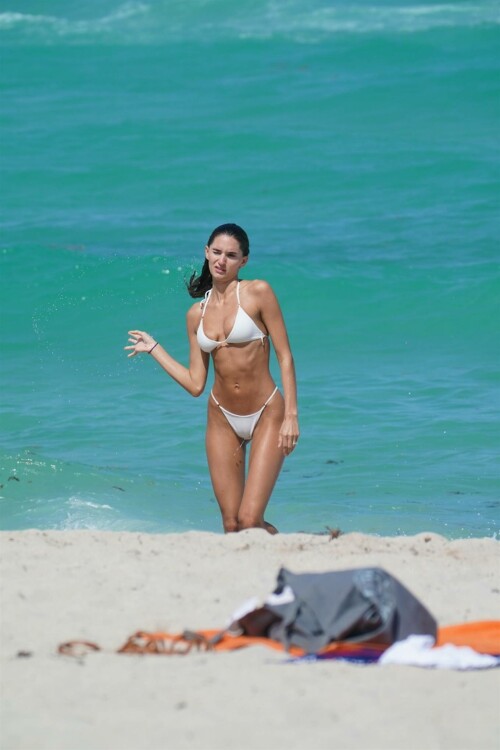 Debbie St. Pierre in a white bikini at the beach in Miami Beach 22
