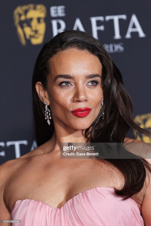 LONDON, ENGLAND - FEBRUARY 16: Hannah John-Kamen poses in the winners room at the 2025 EE BAFTA Film Awards at The Royal Festival Hall on February 16, 2025 in London, England. (Photo by Max Cisotti/Dave Benett/Getty Images)