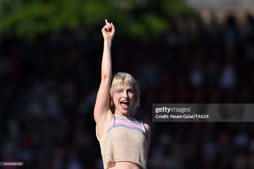 ZURICH, SWITZERLAND - JULY 09: (EDITORIAL USE ONLY AND NO COMMERCIAL USE AT ANY TIME. NO USE ON BOOK COVERS.) Hayley Williams of Paramore performs onstage ahead the "Taylor Swift | The Eras Tour" at Stadion Letzigrund Z?rich on July 09, 2024 in Zurich, Switzerland. (Photo by Noam Galai/TAS24/Getty Images for TAS Rights Management )