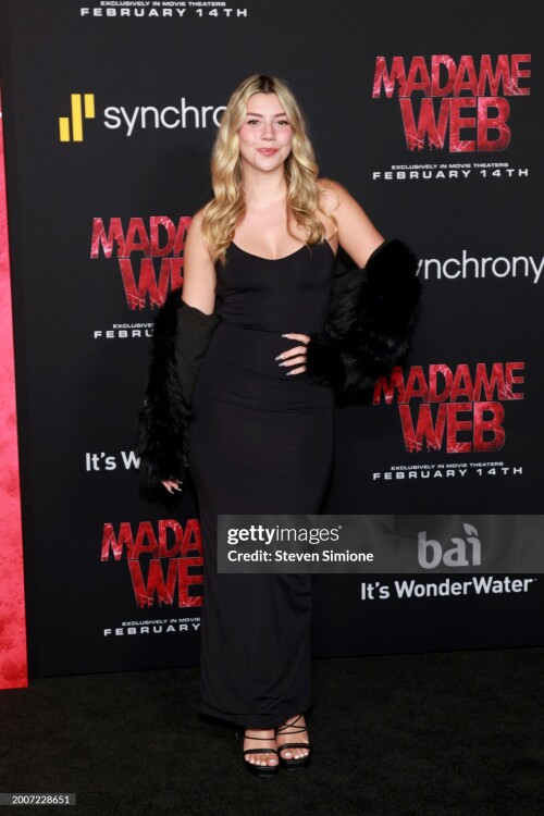 LOS ANGELES, CALIFORNIA - FEBRUARY 12: Sissy Sheridan attends the World Premiere Of Sony Pictures' "Madame Web" at Regency Village Theatre on February 12, 2024 in Los Angeles, California. (Photo by Steven Simione/WireImage)