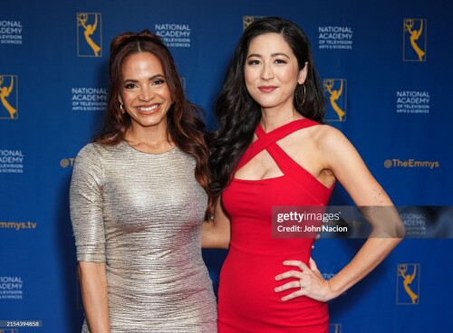 NEW YORK, NEW YORK - MAY 21: Elle Duncan and Mina Kimes attend the 45th Annual Sports Emmy Awards at Jazz at Lincoln Center on May 21, 2024 in New York City. (Photo by John Nacion/WireImage)