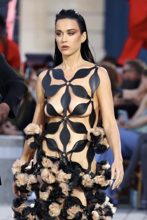 PARIS, FRANCE - JUNE 23: Katy Perry walks the runway during Vogue World: Paris at Place Vendome on June 23, 2024 in Paris, France. (Photo by Marc Piasecki/Getty Images for Vogue)