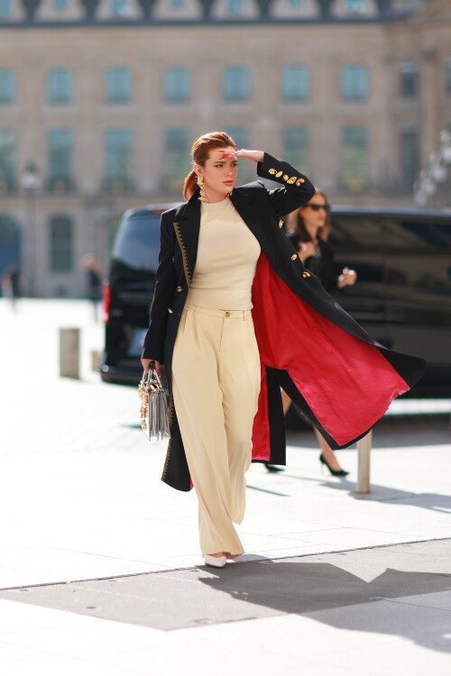 EXCLUSIVE: Bella Thorne is seen arriving for her bridal bride fitting at the Schiaparelli office in Paris. The actress and director became engaged to entrepreneur Mark Emms, the producer behind Bad Vegan and the co-owner of New York City hotspot The Mulberry back in May this year.Pictured: Bella ThorneRef: SPL9949933 021023 EXCLUSIVEPicture by: OhWoW / SplashNews.comSplash News and PicturesUSA: 310-525-5808 UK: 020 8126 1009eamteam@shutterstock.comWorld Rights