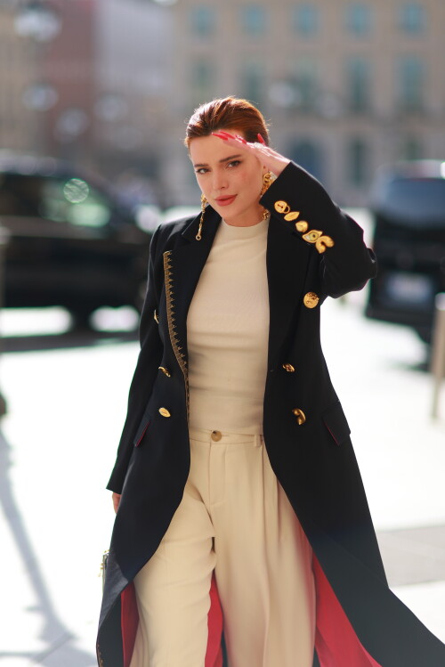 EXCLUSIVE: Bella Thorne is seen arriving for her bridal bride fitting at the Schiaparelli office in Paris. The actress and director became engaged to entrepreneur Mark Emms, the producer behind Bad Vegan and the co-owner of New York City hotspot The Mulberry back in May this year.Pictured: Bella ThorneRef: SPL9949933 021023 EXCLUSIVEPicture by: OhWoW / SplashNews.comSplash News and PicturesUSA: 310-525-5808 UK: 020 8126 1009eamteam@shutterstock.comWorld Rights