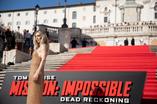 Vanessa Kirby (in a Miu Miu dress) attends the Red Carpet at the Global Premiere of Paramount Pictures' "Mission: Impossible - Dead Reckoning Part One" at The Spanish Steps on June 19, 2023 in Rome, Italy. Photo: Cinzia Camela.