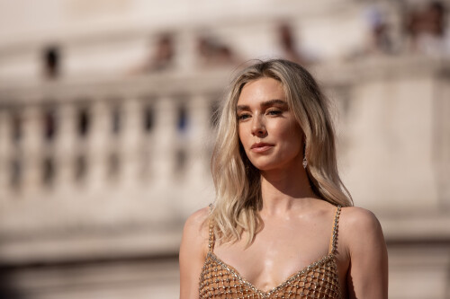 Vanessa Kirby (in a Miu Miu dress) attends the Red Carpet at the Global Premiere of Paramount Pictures' "Mission: Impossible - Dead Reckoning Part One" at The Spanish Steps on June 19, 2023 in Rome, Italy. Photo: Cinzia Camela.
