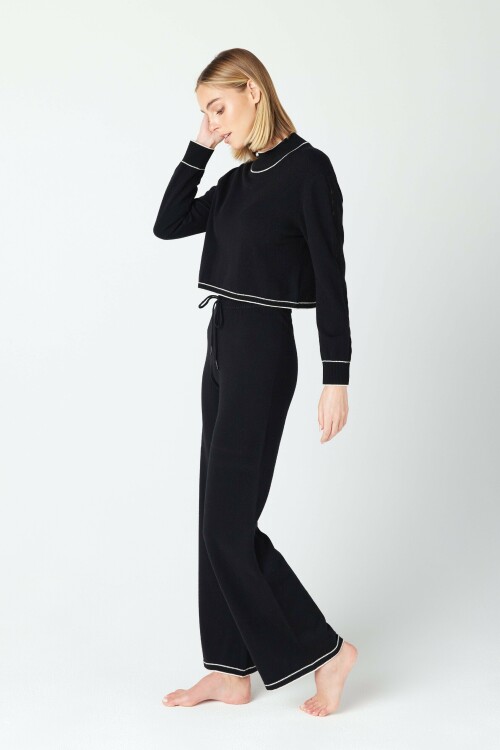 JACQUELINE PULLOVER AUBRIE PANTS CASHMERE LOUNGE WEAR BLACK 2 5a1b9921 d5c6 4f61 bf80 b47e250f5c92