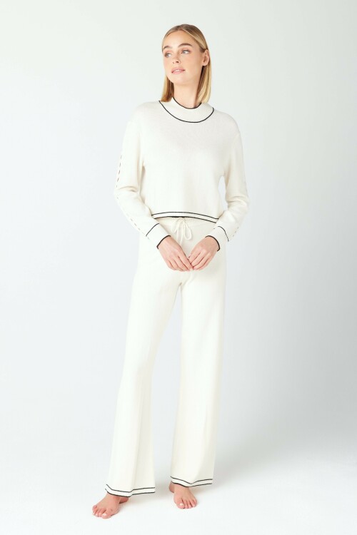 JACQUELINE PULLOVER AUBRIE PANTS CASHMERE LOUNGE WEAR IVORY 1