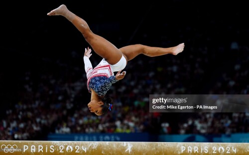 USA's Jordan Chiles performs on the Balance Beam during the artistic gymnastics, women's team final, at Bercy Arena on the fourth day of the 2024 Paris Olympic Games in France. Picture date: Tuesday July 30, 2024. (Photo by Mike Egerton/PA Images via Getty Images)