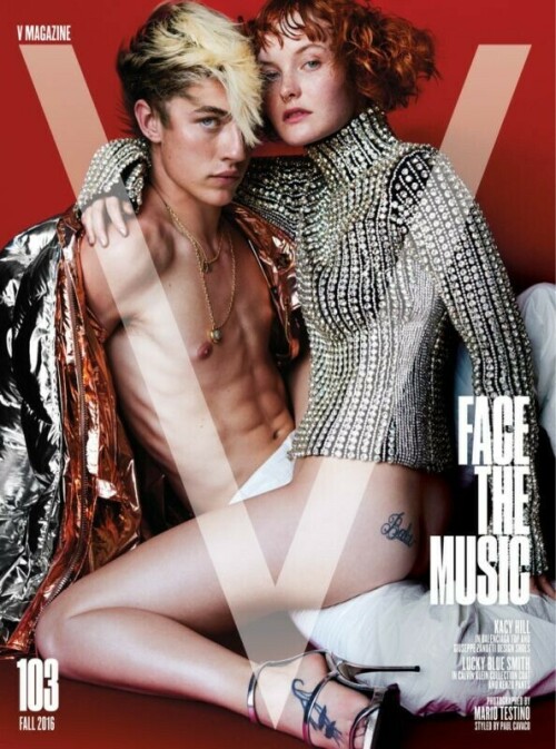 Lucky Blue Smith Kacy Hill on V Magazine Fall 2016 Cover 594x800f243101eeb99a53a