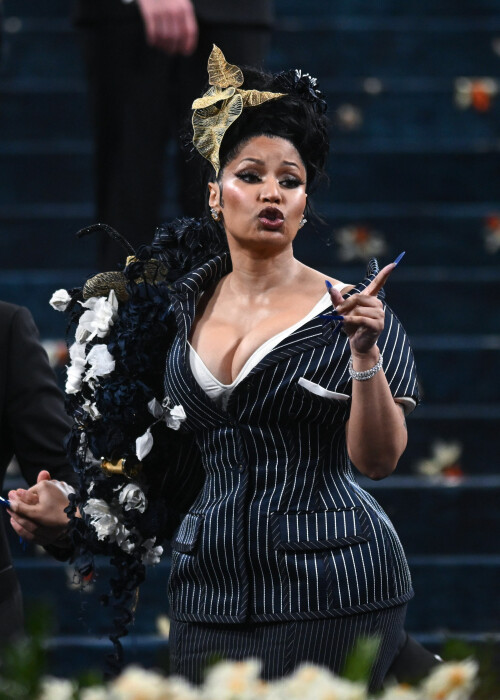 Mandatory Credit: Photo by Erik Pendzich/Shutterstock (15280291kq)Nicki MinajMet Gala 2025, Superfine: Tailoring Black Style, Outside Arrivals, The Metropolitan Museum of Art, New York, USA - 05 May 2025