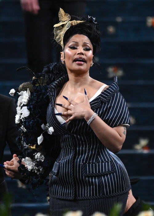 Mandatory Credit: Photo by Erik Pendzich/Shutterstock (15280291kp)Nicki MinajMet Gala 2025, Superfine: Tailoring Black Style, Outside Arrivals, The Metropolitan Museum of Art, New York, USA - 05 May 2025