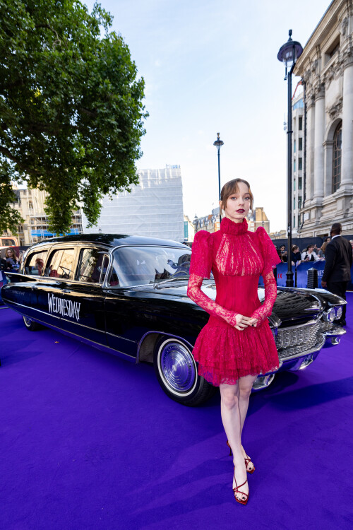 Emma Myers attends the Global Premiere of Netflix's 'Wednesday' Season 2, Part 1 at Central Hall Westminster, London on July 30th, 2025. (Photo by StillMoving.Net for Netflix)