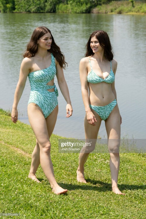NEW ORLEANS, LOUISIANA - MAY 12: Alexandra Daddario Matches with Her Sister Catharine in Aerie Swimwear on May 12, 2022 in New Orleans, Louisiana. (Photo by Josh Brasted/Getty Images for Aerie)