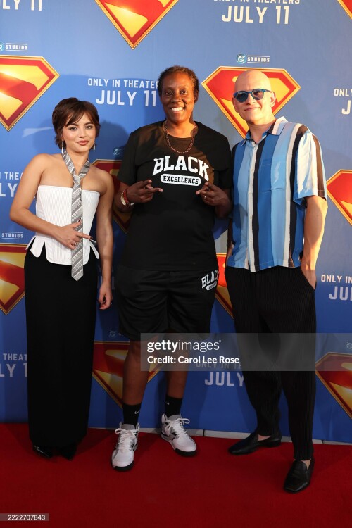 ATLANTA, GEORGIA - JULY 02: Isabela Merced, guest and Anthony Carrigan attend the Atlanta Superman Special Screening on July 02, 2025 in Atlanta, Georgia. (Photo by Carol Lee Rose/Getty Images for Warner Bros. And DC Studios)