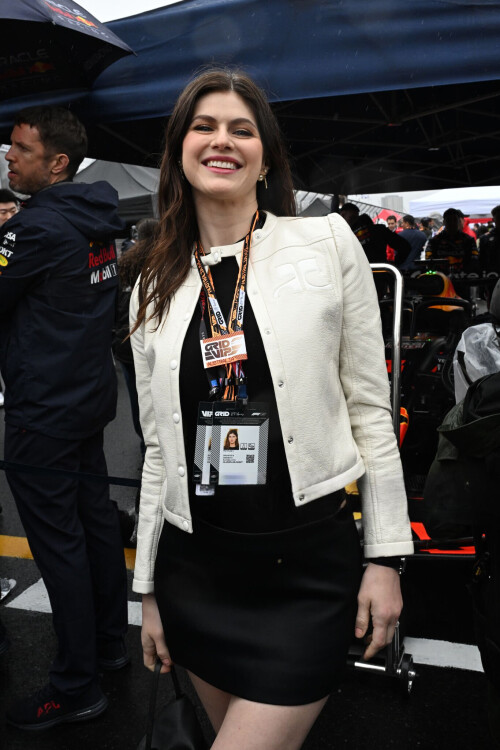 MELBOURNE, AUSTRALIA - MARCH 16: Actor Alexandra Daddario on the grid during the F1 Grand Prix of Australia at Albert Park Grand Prix Circuit on March 16, 2025 in Melbourne, Australia. (Photo by Mark Sutton - Formula 1/Formula 1 via Getty Images)