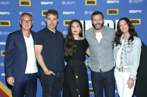SAN DIEGO, CA - JULY 21:  (L-R) Executive producer Daniel Percival, actors Rufus Sewell, Alexa Davalos, Jason O'Mara and executive producer Isa Dick Hackett attend the #IMDboat At San Diego Comic-Con 2018: Day Three at The IMDb Yacht on July 21, 2018 in San Diego, California.  (Photo by Rich Polk/Getty Images for IMDb)