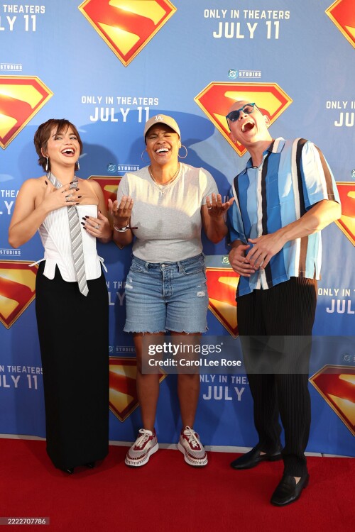 ATLANTA, GEORGIA - JULY 02: (L-R) Isabela Merced, Fahnia Thomas and Anthony Carrigan attend the Atlanta Superman Special Screening on July 02, 2025 in Atlanta, Georgia. (Photo by Carol Lee Rose/Getty Images for Warner Bros. And DC Studios)