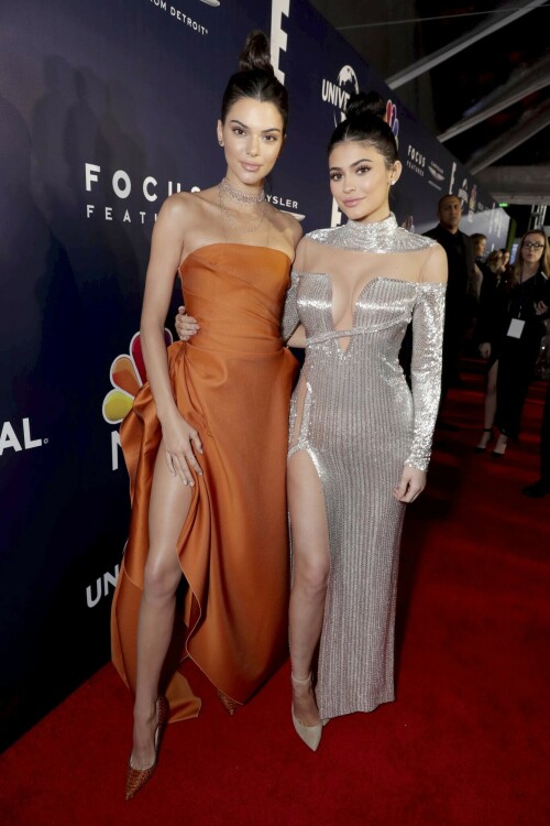 Kendall Jenner and Kylie Jenner seen at Universal, NBC, Focus Features, E! Entertainment Golden Globes After Party Sponsored by Chrysler on Sunday, Jan. 8, 2017, in Beverly Hills, Calif. (Photo by Eric Charbonneau/Invision for Focus Features/AP Images)