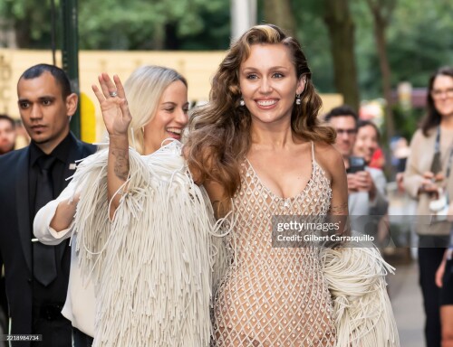 NEW YORK, NEW YORK - JUNE 06: Miley Cyrus is seen arriving to the world premiere of "Something Beautiful with Miley Cyrus" during the 2025 Tribeca Festival at The Beacon Theatre on June 06, 2025 in New York City. (Photo by Gilbert Carrasquillo/GC Images)