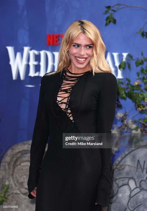 LONDON, ENGLAND - JULY 30: Billie Piper attends the "Wednesday" Season 2, Part 1 Global Premiere at Central Hall, Westminster on July 30, 2025 in London, England. (Photo by Mike Marsland/WireImage)