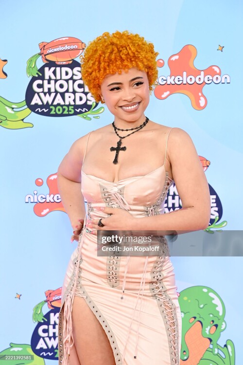 SANTA MONICA, CALIFORNIA - JUNE 21: Ice Spice attends the Nickelodeon Kids' Choice Awards 2025 at Barker Hangar on June 21, 2025 in Santa Monica, California. (Photo by Jon Kopaloff/Getty Images for Nickelodeon)