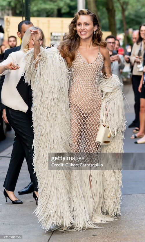 NEW YORK, NEW YORK - JUNE 06: Miley Cyrus is seen arriving to the world premiere of "Something Beautiful with Miley Cyrus" during the 2025 Tribeca Festival at The Beacon Theatre on June 06, 2025 in New York City. (Photo by Gilbert Carrasquillo/GC Images)