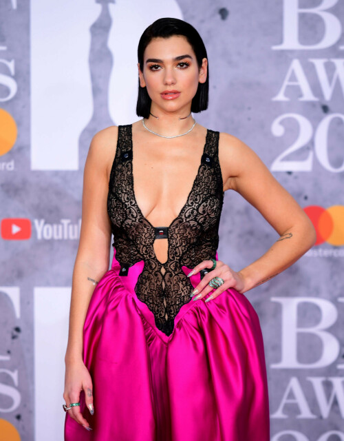 Dua Lipa attending the Brit Awards 2019 at the O2 Arena, London. (Photo by Ian West/PA Images via Getty Images)