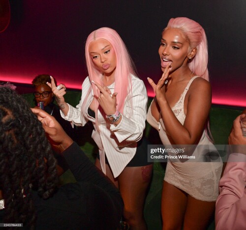 ATLANTA, GEORGIA - OCTOBER 27: (L-R) Latto and Chxrry attend Pink Panther Party: Mariah The Scientist's 28th Birthday on October 27, 2025 in Atlanta, Georgia. (Photo by Prince Williams/WireImage)
