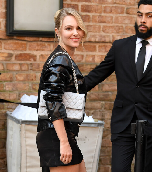 17 September 2024.AnnaSophia Robb is spotted heading to a Chanel Event in New York City. The American actress carried a Chanel bag and wore a black jacket, matching miniskirt, and heels.Credit: GoffPhotos.com   Ref: KGC-339/TIDNY-253**UK Sales Only - No Daily Mail Group/No Sun Group**