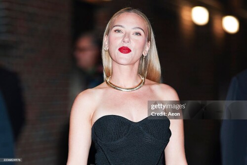 NEW YORK, NEW YORK - SEPTEMBER 22: Scarlett Johansson is seen at "The Late Show With Stephen Colbert" on September 22, 2025 in New York City. (Photo by Aeon/GC Images)