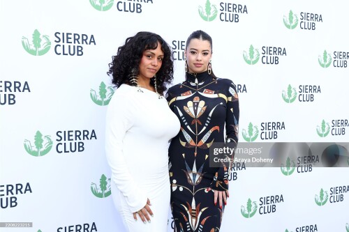 LOS ANGELES, CALIFORNIA - APRIL 02: (L-R) Zoey Reyes and  Amber Midthunder attend Sierra Club's 2025 Trail Blazers Ball on April 02, 2025 in Los Angeles, California. (Photo by Araya Doheny/Getty Images for Sierra Club)