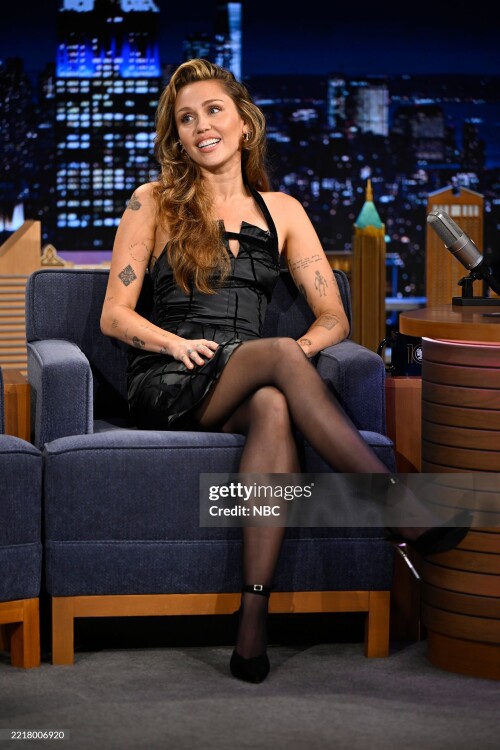 THE TONIGHT SHOW STARRING JIMMY FALLON -- Episode 2143 -- Pictured: Singer-songwriter Miley Cyrus during an interview on Wednesday, June 4, 2025 -- (Photo by: Todd Owyoung/NBC via Getty Images)