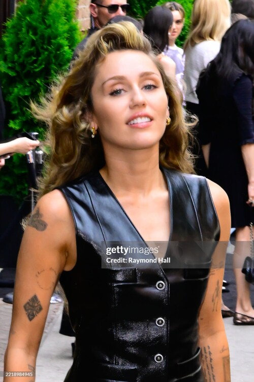 NEW YORK, NEW YORK - JUNE 06:Miley Cyrus is seen arriving at the "Through Her Lens" Tribeca Chanel Women's Filmmaker Program at Locanda Verde on June 06, 2025 in New York City. (Photo by Raymond Hall/GC Images)