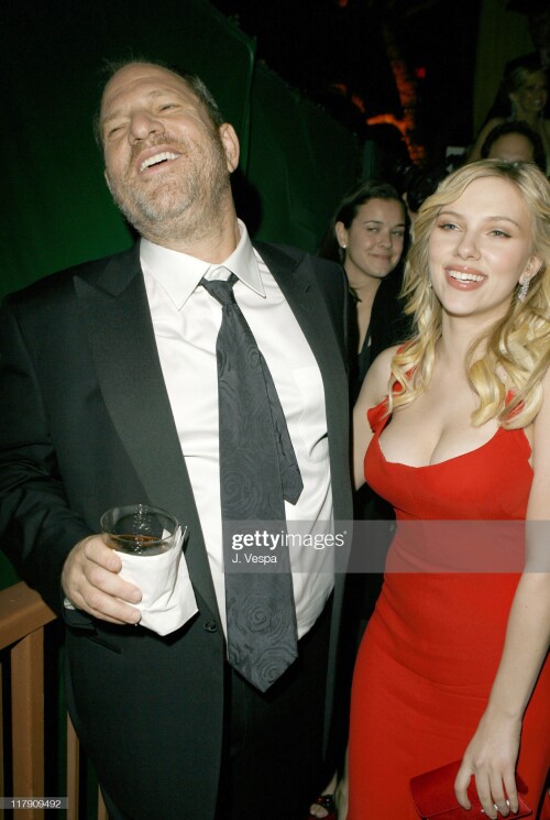 Harvey Weinstein and Scarlett Johansson during The Weinstein Company & Glamour Magazine 2006 Golden Globes After Party at Trader Vic's in Beverly Hills, California, United States. (Photo by J. Vespa/WireImage for The Weinstein Company)