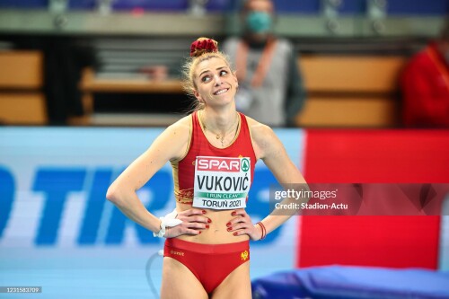 Marija VUKOVIC of Monten?gro High Jump competes during the European Athletics Indoor Championships on March 7, 2021 in Torun, Poland. (Photo by Stadion-Actu/Icon Sport via Getty Images)